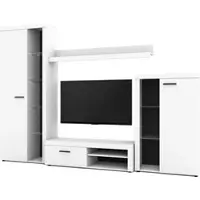AX Living Spacoro Wohnwand weiß 270 cm breite, hochwertig, ohne LED