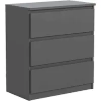 Masseno Kommode NUDO 70 cm Sideboard mit 3 Schubladen und Türen für Wohnzimmer Schlafzimmer Modern 70x39x78,5 cm Anthrazit / Anthrazit