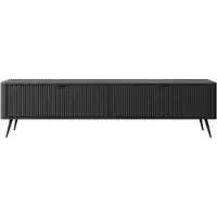 AX Living Moderner TV Lowboard Schwarz Matt Vespasia 200 2T – 200 cm
