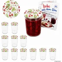MamboCat 12er Set Sturzglas 435 ml To 82 Wald-Erdbeeren Deckel incl. Diamant Gelierzauber Rezeptheft