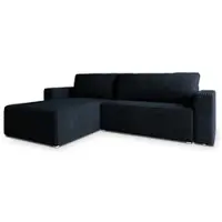 Masseno Ecksofa CALTI T mit Schlaffunktion L-Form, Sofa mit Bettkasten, Wohnzimmersofa, Couch, Soffa, Bettsofa, Couchgarnitur- Schwarz, TILIA 100