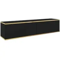 Masseno TV-Schrank VENEZIA 135 cm Fernsehschrank mit 2 Türen TV-Lowboard für Wohnzimmer Modern 135x32x30 cm Schwarz / Schwarz