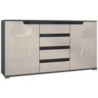 Vladon SIDEBOARD Sylt Sandgrau Hochglanz / Schwarz Hochglanz