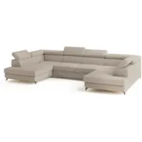 Masseno Ecksofa VINTESSA mit Schlaffunktion U-Form, Sofa mit Bettkasten, Wohnzimmersofa, Couch, Soffa, Bettsofa, Couchgarnitur- Beige, QUELLE 05