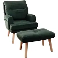 Idohome - Relaxsessel NEMO verstellbar mit Hocker und Holzfüßen, Farbe: Senfgelb Trinity 26