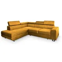 Masseno Ecksofa NOLA L-S mit Schlaffunktion L-Form, Sofa mit Bettkasten, Wohnzimmersofa, Couch, Soffa, Bettsofa, Couchgarnitur- Gelb, MONOLITH 48