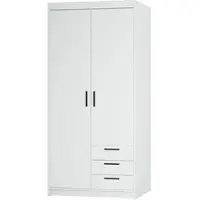Masseno Drehtürenschrank ELENORA 90 cm Kleiderschrank Schlafzimmer Schrank 2-türig Weiß