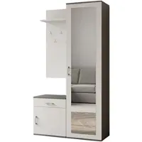 AX Living Garderobe mit Spiegel Magnola – 100 cm Breit, Grau & Weiß