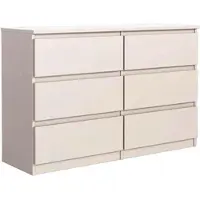 Masseno Kommode NUDO 138,5 cm Sideboard mit 6 Schubladen und Türen für Wohnzimmer Schlafzimmer Modern 138,5x39x78,5 cm Kaschmir / Kaschmir