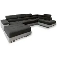 Masseno Ecksofa CASONE R-S mit Schlaffunktion U-Form, Sofa mit Bettkasten, Wohnzimmersofa, Couch, Soffa, Bettsofa, Couchgarnitur- Schwarz, MONOLITH 95 + MONOLITH 84