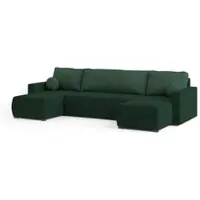 Masseno Ecksofa TESSUN mit Schlaffunktion U-Form, Sofa mit Bettkasten, Wohnzimmersofa, Couch, Soffa, Bettsofa, Couchgarnitur- Grün, POSO 14 + KRONOS 14