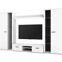 AX Living Spacoro XL Wohnwand weiß modern hochwertig 300 cm ohne LED