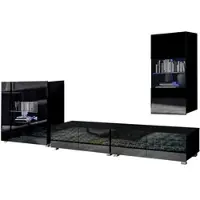 AX Living Wohnwand Wohnzimmer Kossana 17 Modernes Design in Schwarz