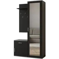 AX Living Garderobe mit Spiegel Magnola – 100 cm Breit, Grau & Schwarz