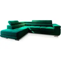 Masseno Ecksofa SELVA L-S mit Schlaffunktion L-Form, Sofa mit Bettkasten, Wohnzimmersofa, Couch, Soffa, Bettsofa, Couchgarnitur- Grün, MONOLITH 37