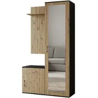 AX Living Garderobe mit Spiegel Magnola – 100cm breit Schwarz & Artisan