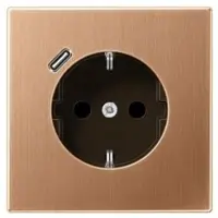 JUNG BRG1520-18C SCHUKO-Steckdose, 16 A 250 V ~, mit USB-Ladegerät, 1 x Typ C, Safety Plus, Serie LS, Bronze gebürstet BRG152018C BRG 1520-18 C