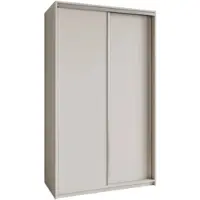 Masseno Schiebetürenschrank NISSE 120/205/60 cm Kleiderschrank mit Schubladen Schlafzimmer Schrank 2-türig Kaschmir + Satin