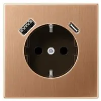 JUNG BRG1520-15CA SCHUKO-Steckdose, 16 A 250 V ~, mit USB-Ladegerät, 1 x Typ A + 1 x Typ C, Safety Plus, Serie LS, Bronze gebürstet BRG152015CA