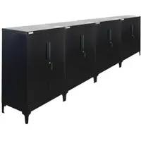 Proregal Mega Deal 4x Aktenschrank ELEPHANT abschließbar aus Metall mit Beinen & 80 cm breit 2 Ebenen Schwarz Mehrzweckschrank 90x80x40cm