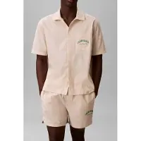 Calvin Klein Heritage Crest S/s Sleep Top Slim Stripe Chalk Größe: XL | Nachtwäsche Outlet | Herren