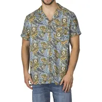 Riverso Hawaii Hemd Männer Kurzarm RIVMick Regular Fit Regular Fit Tropical Slate Blau XXL