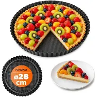 Kadax Tarteform "Prung", Tartelette Förmchen aus verzinkten und Antihaftschicht Blech, 28 cm, Schwarz