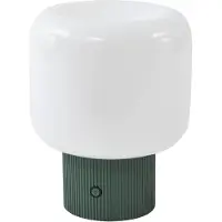 LUCANDE LED Tischlampe Katrin Palme , dimmbar, grün, für Wohn- / Esszimmer, Glas, Modern, LED Tischlampe