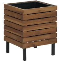 MCW Pflanzkasten P84 Quadratisch Stahl Akazie 43x33x33cm Braun