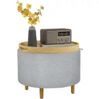 HOMCOM Sitzhocker Ottomane mit Stauraum Runder Polsterhocker Grau Ø56 x 42 cm