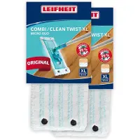 Leifheit 2er Set Wischbezug CLEAN TWIST XL / Combi XL, für alle glatten Böden
