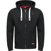 Riverso Sweatjacke Herren mit Kapuze Reißverschluss Regular Fit RIVNoah - Black-Formula Red (24002) - XL