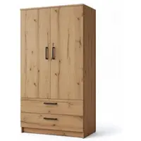 Masseno Drehtürenschrank DOVI 90/180/50 cm 2-türig Schlafzimmer Schrank Kleiderschrank Eiche Artisan