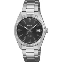 Casio Quarzuhr, silber (edelstahlfarben, schwarz, schwarz), TIMELESS COLLECTION, Armbanduhren, Herren, silberfarben, Quarzuhr, Armbanduhr, Damenuhr, Herrenuhr, Edelstahlarmband, analog, Tag