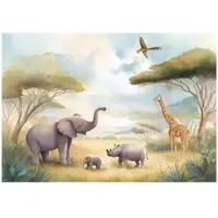 WALLARENA FOTOTAPETE Kinderzimmer Dschungel Safari Tiere 200x140