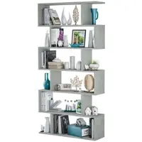 Dmora Buchhandlung Joliet, Hohes doppelseitiges Bücherregal, Trennregal mit 5 Fachböden, Modernes Büroregal, 80x24h192 cm, Betongrau