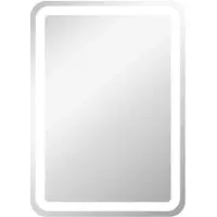 HOMCOM Badspiegel, 50 x 70 cm LED Badezimmerspiegel mit 3 Lichtfarben, IP44