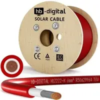 HB-DIGITAL Solarkabel 6 mm2 H1Z2Z2-K TÜV Zertifiziertes Photovoltaik Kabel für PV Anlagen 500m Rot