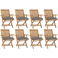 vidaXL Klappbare Gartenstühle mit Kissen 8 Stk. Massivholz Teak