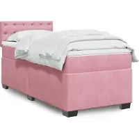 vidaXL Boxspringbett mit Matratze Rosa 90x200 cm Samt