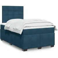 vidaXL Boxspringbett mit Matratze Blau 120x200 cm Samt