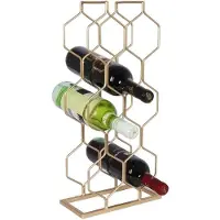 By Lille Vilde Stojak metalowy złoty wino regał szafka półka na wina 8 butelek 23x11x48 cm