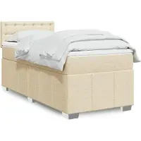 vidaXL Boxspringbett mit Matratze Creme 90x200 cm Stoff