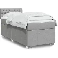 vidaXL Boxspringbett mit Matratze Hellgrau 90x200 cm Stoff