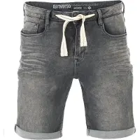 Riverso Jeans Shorts Herren Stretch Kurz Kordelzug Regular Fit RIVPaul Regular Fit Grau W 42