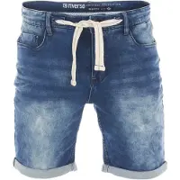 Riverso Jeans Shorts Herren Stretch Kurz Kordelzug Regular Fit RIVPaul Regular Fit Blau Blau W 46