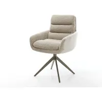 DELIFE Drehstuhl Abelia-Flex mit Armlehnen Webstoff Soft Beige Kreuzgestell breit Effektfinish Titan 360° drehbar Wippfunktion