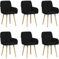 vidaXL Esszimmerstühle 6 pcs Stoff Schwarz 56,5 x 50 x 87,5 cm