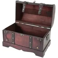 HMF Schatztruhe aus Holz, große Schatzkiste mit dekorativem Schloss für Geburtstag oder Mottoparty, 40 x 23 x 27 cm, Kambodscha