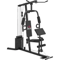 HOMCOM Kraftstation Stahl Kunstleder Schwarz 180 x 108 x 200cm